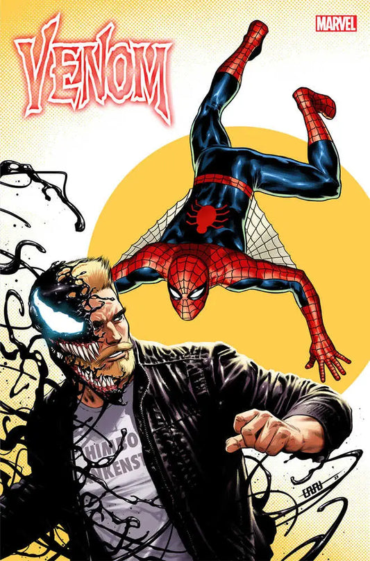 Comic book cover of Venom #25 Cafu Variant with Spider-Man and Venom, perfect for trading cards