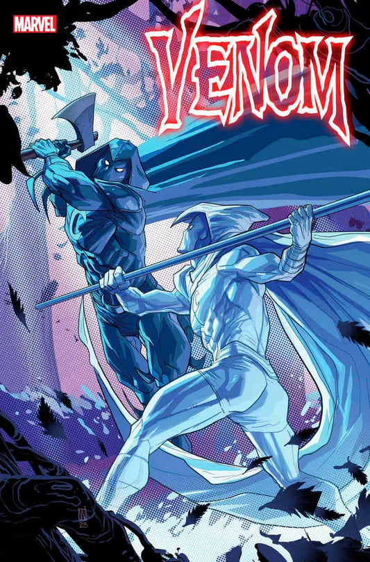 Dynamic Venom #27 Pete Woods Knight’s End Variant comic book cover art in blue tint
