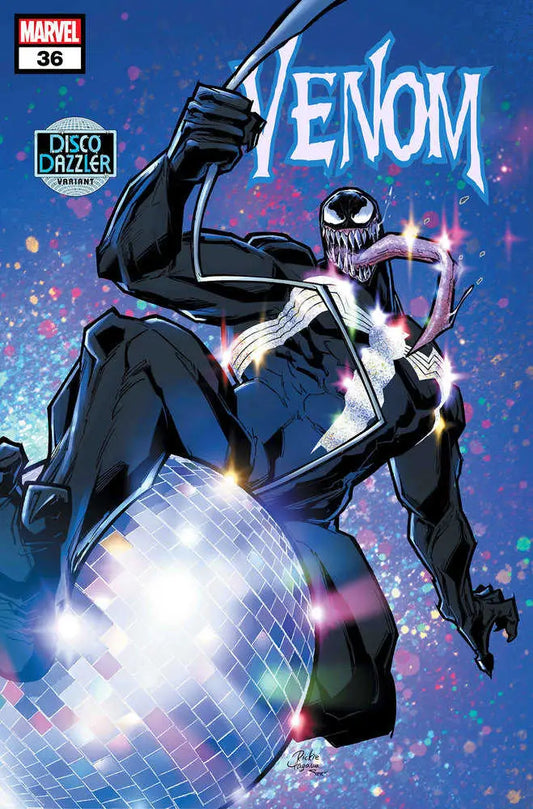 Venom #36 Rickie Yagawa Disco Dazzler Variant with Dylan Brock in action pose