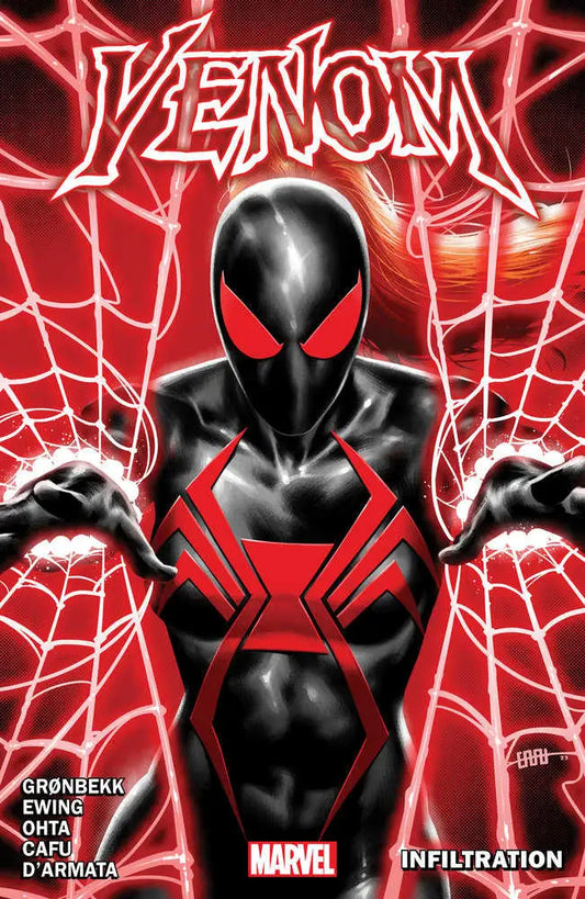 Venom comic book cover from Venom By Al Ewing Volume 6 Infiltration featuring black widow