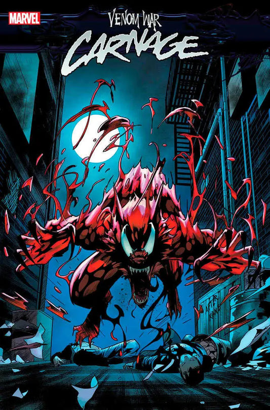Red symbiote Carnage with tendrils in Venom War: Carnage Jan Bazaldua Stormbreakers Variant