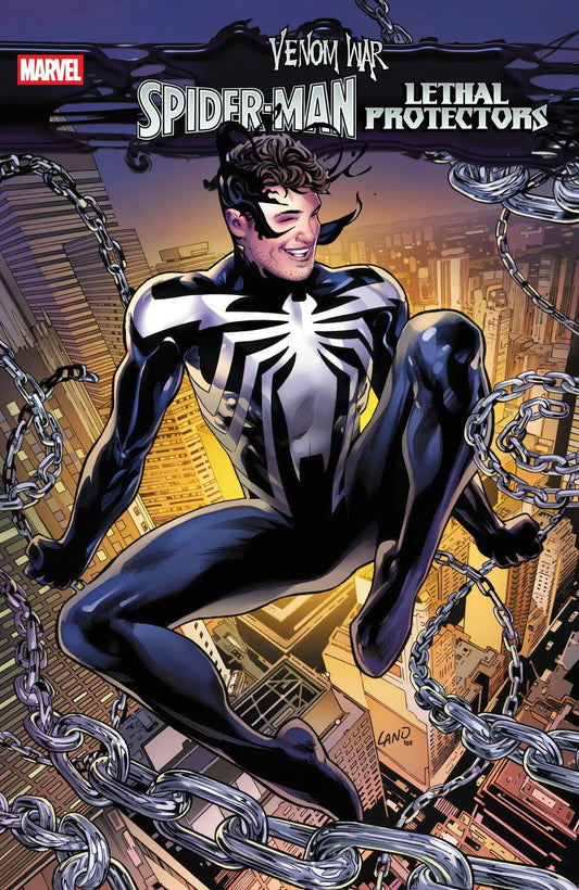 Venom War Spider-Man in black and white suit from Lethal Protectors TP featuring Peter Parker