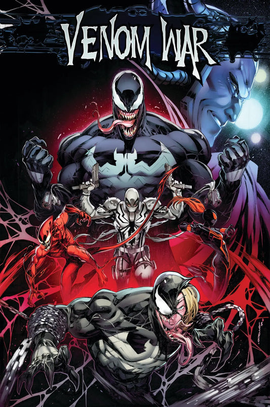 Comic book cover from Venom War TP featuring Eddie Brock and the venom saga