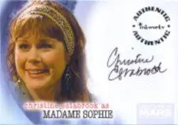 Autographed Christine Estabrook Trading Card featuring a smiling woman with reddish hair