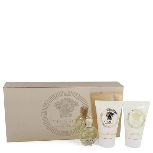 Versace Eros gift set with mini EDP, shower gel, and body lotion for men