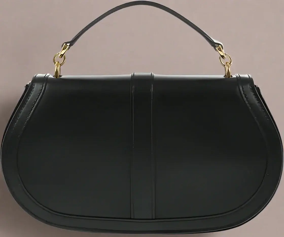 Versace Leather GRECA GODDES Saddle Bag with gold-tone hardware and curved flap