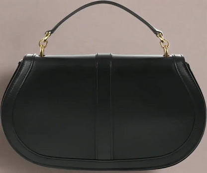 Versace Leather GRECA GODDES Saddle Bag with gold-tone hardware and curved flap
