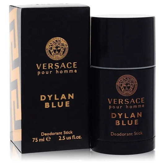 Black Versace Dylan Blue deodorant stick and packaging for Versace Pour Homme Dylan Blue