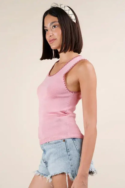 VERY J Blanket Style Sleeveless Knit Tank