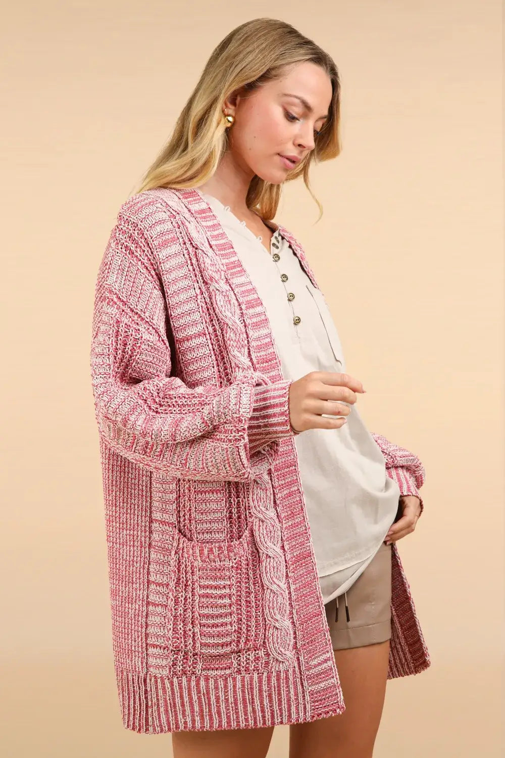 VERY J Cable Knit Open Front Cardigan - Sweaters & Cardigans/Cardigans