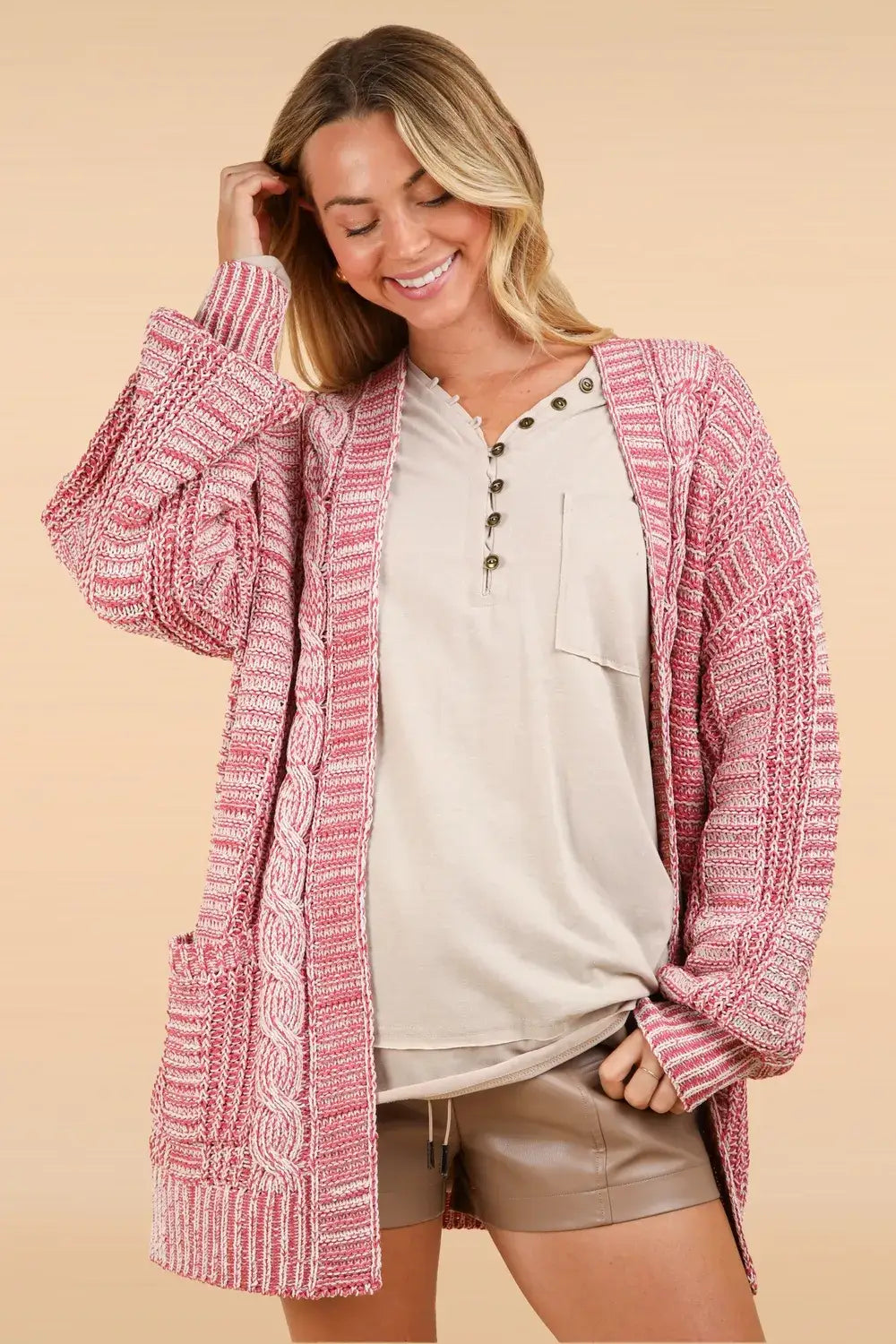VERY J Cable Knit Open Front Cardigan - Sweaters & Cardigans/Cardigans