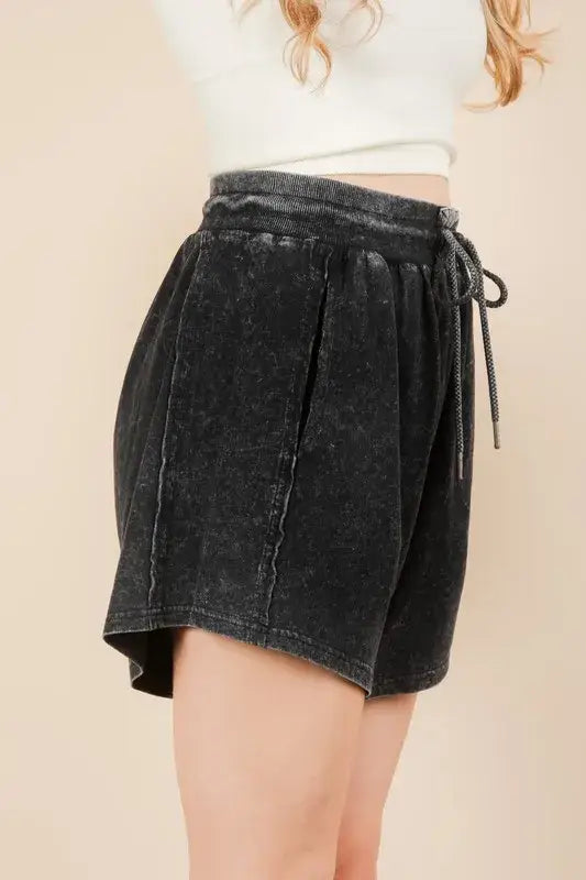 VERY J Mineral Washed Comfy Baggy Shorts