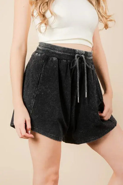 VERY J Mineral Washed Comfy Baggy Shorts