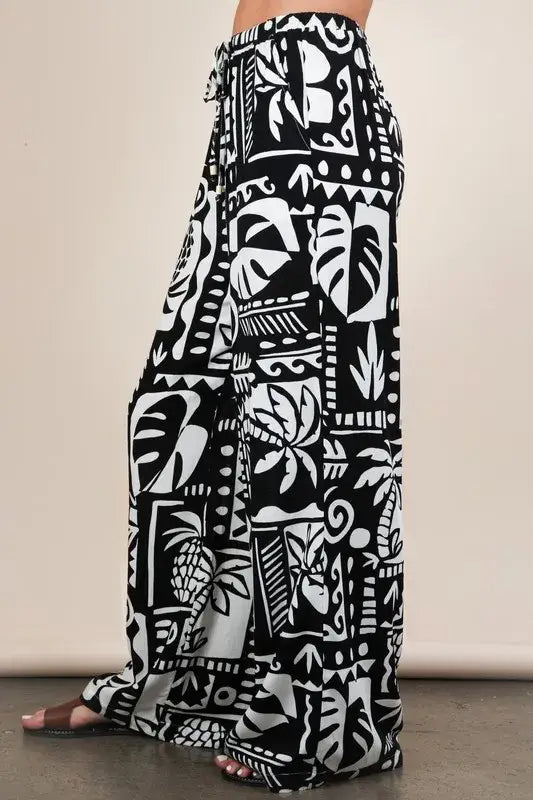 VERY J Printed Casual Wide Leg Resort Pants
