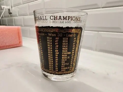 UCLA football champions glass from 1964 national championship basketball banquet