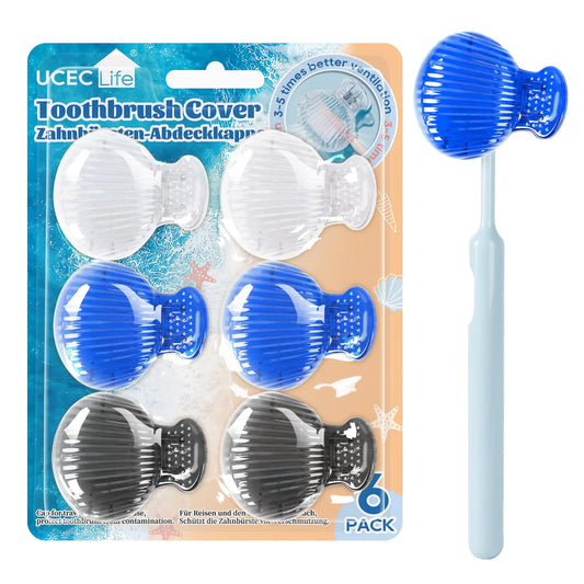 UCEC Toothbrush Caps Toothbrush Covers Caps Toothbrush Protector Head Covers Case Plastic Clip for Travel Camping Bathroom School Business 6 Pack