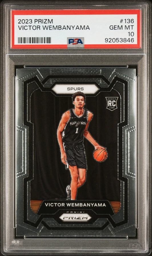 Victor Wembanyama 2023 Panini Prizm #136 PSA 10 Gem Mint Brooklyn Nets card dribbling
