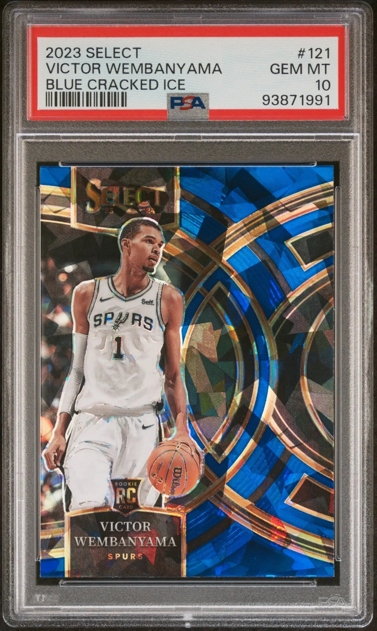 Victor Wembanyama 2023 Panini Select #121 Blue Cracked Ice PSA 10 Gem Mint 1991 - Singles