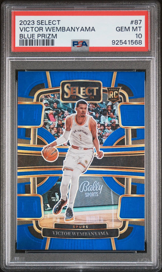 Victor Wembanyama 2023 Select Blue Prizm rookie card PSA 10 Gem Mint