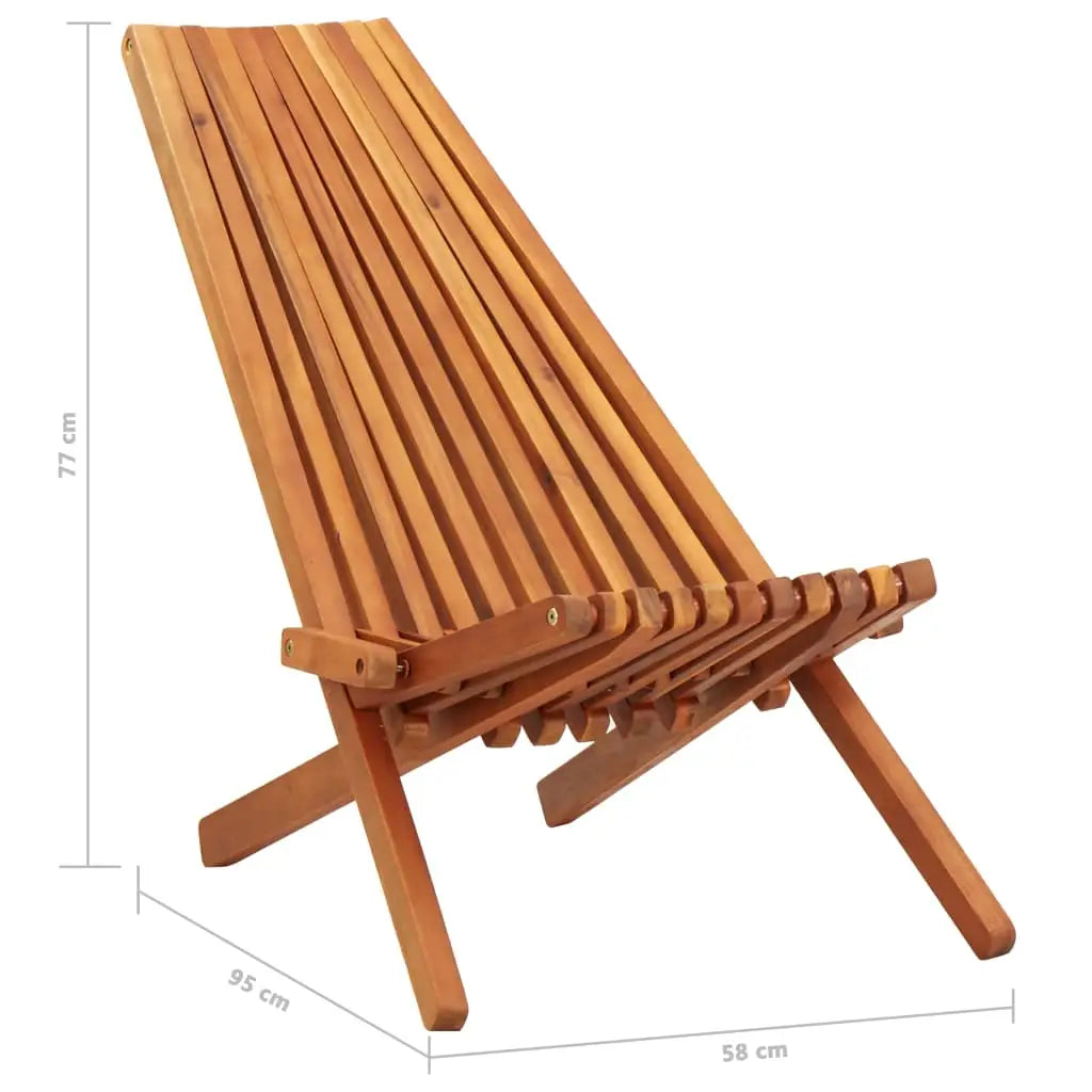 vidaXL 1/2x Solid Acacia Wood Folding Outdoor Lounge Chairs Deck Chair Seat - 1 pcs/ piece - Outdoor Chairs