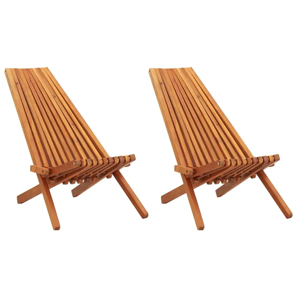 vidaXL 1/2x Solid Acacia Wood Folding Outdoor Lounge Chairs Deck Chair Seat - 1 pcs/ piece - Outdoor Chairs
