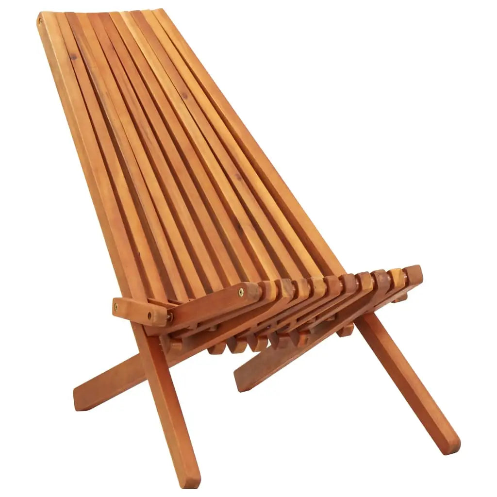 vidaXL 1/2x Solid Acacia Wood Folding Outdoor Lounge Chairs Deck Chair Seat - 1 pcs/ piece - Outdoor Chairs