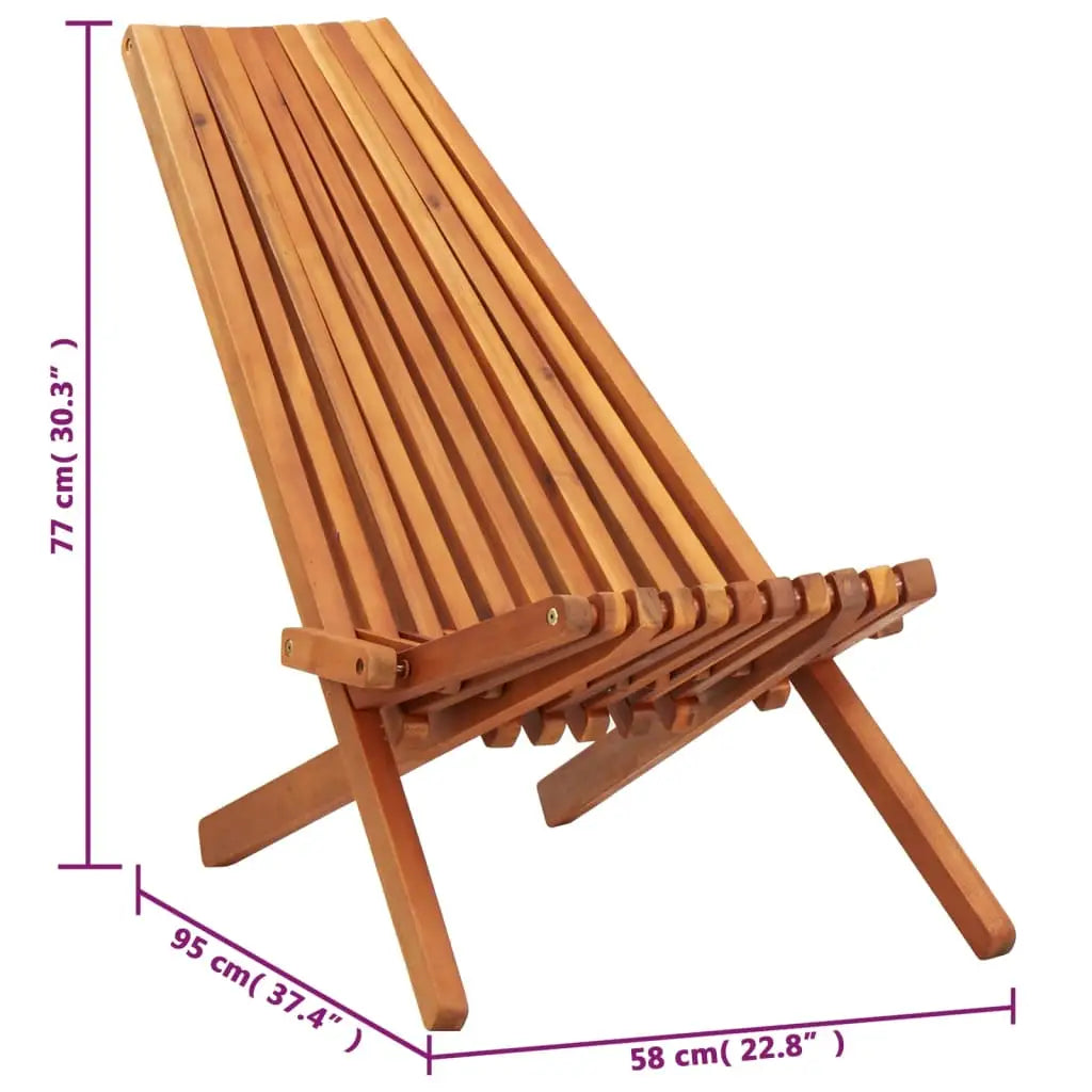 vidaXL 1/2x Solid Acacia Wood Folding Outdoor Lounge Chairs Deck Chair Seat - 1 pcs/ piece - Outdoor Chairs