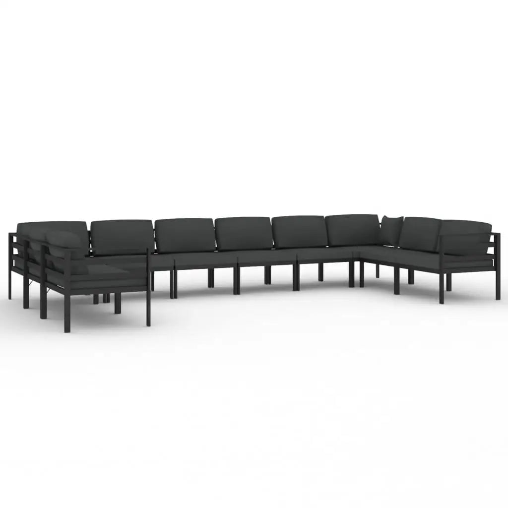 vidaXL 10 Piece Patio Lounge Set with Cushions Aluminum Anthracite - Lounge Set