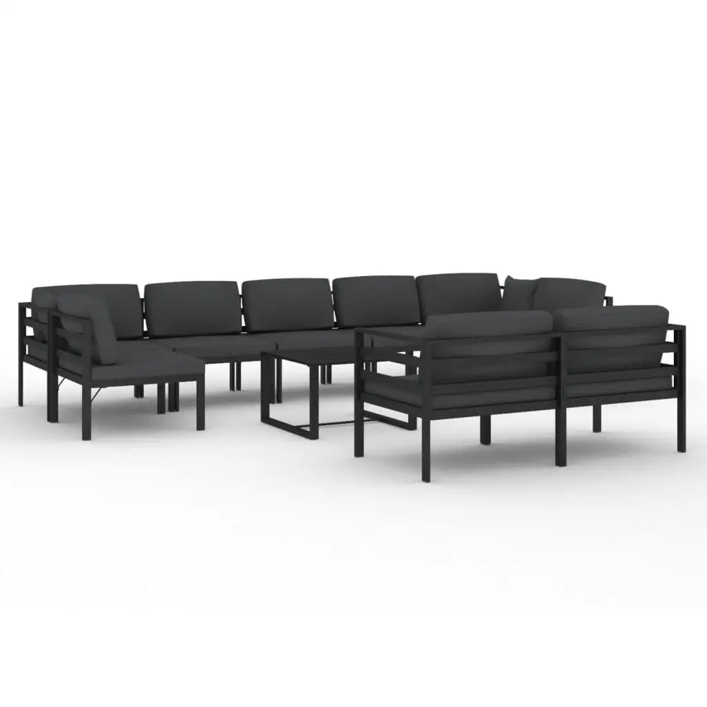 vidaXL 10 Piece Patio Lounge Set with Cushions Aluminum Anthracite - Patio Lounge Set