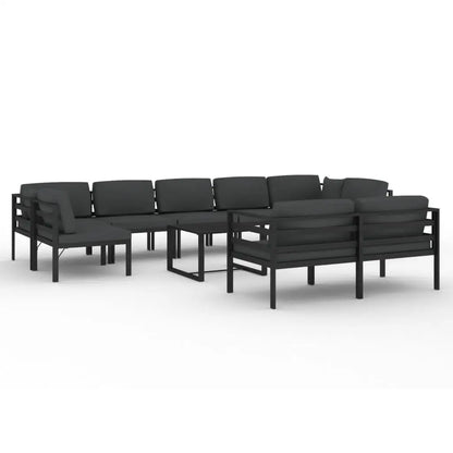 vidaXL 10 Piece Patio Lounge Set with Cushions Aluminum Anthracite - Patio Lounge Set