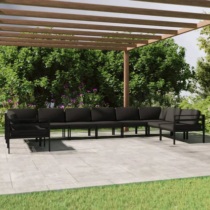 vidaXL 10 Piece Patio Lounge Set with Cushions Aluminum Anthracite - Lounge Set