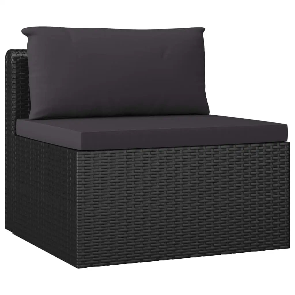 vidaXL 10 Piece Patio Lounge Set with Cushions Poly Rattan Black - Patio Lounge Set