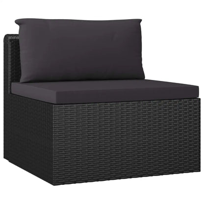 vidaXL 10 Piece Patio Lounge Set with Cushions Poly Rattan Black - Patio Lounge Set
