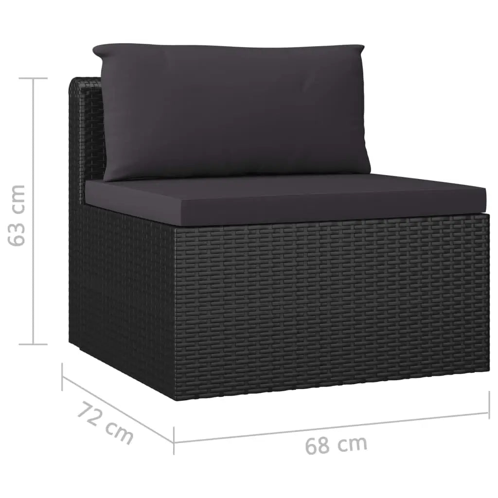 vidaXL 10 Piece Patio Lounge Set with Cushions Poly Rattan Black - Patio Lounge Set