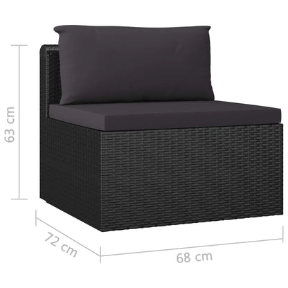vidaXL 10 Piece Patio Lounge Set with Cushions Poly Rattan Black - Patio Lounge Set