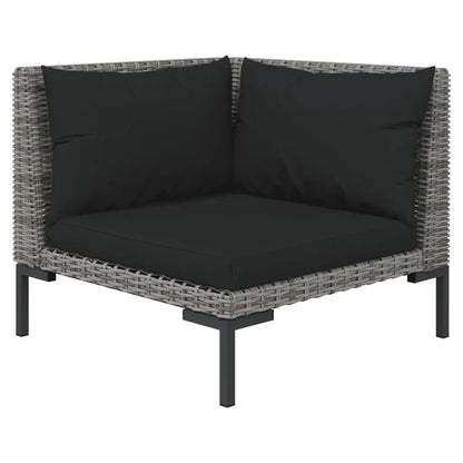 vidaXL 10 Piece Patio Lounge Set with Cushions Poly Rattan Dark Gray - Patio Lounge Set