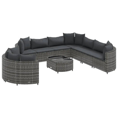 vidaXL 10 Piece Patio Sofa Set with Cushions Black Poly Rattan - Outdoor Furniture Set