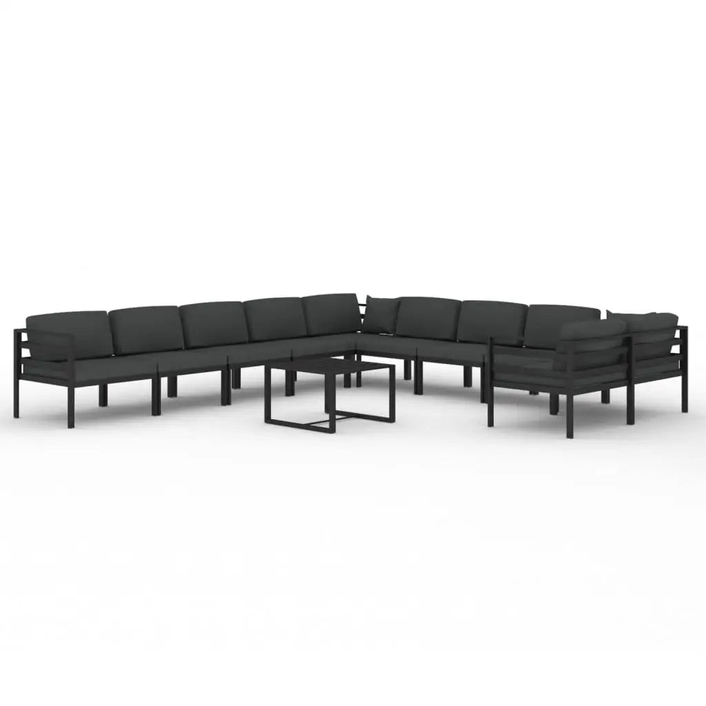 vidaXL 11 Piece Patio Lounge Set with Cushions Aluminum Anthracite - Patio Lounge Set