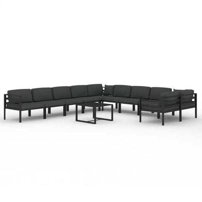 vidaXL 11 Piece Patio Lounge Set with Cushions Aluminum Anthracite - Patio Lounge Set