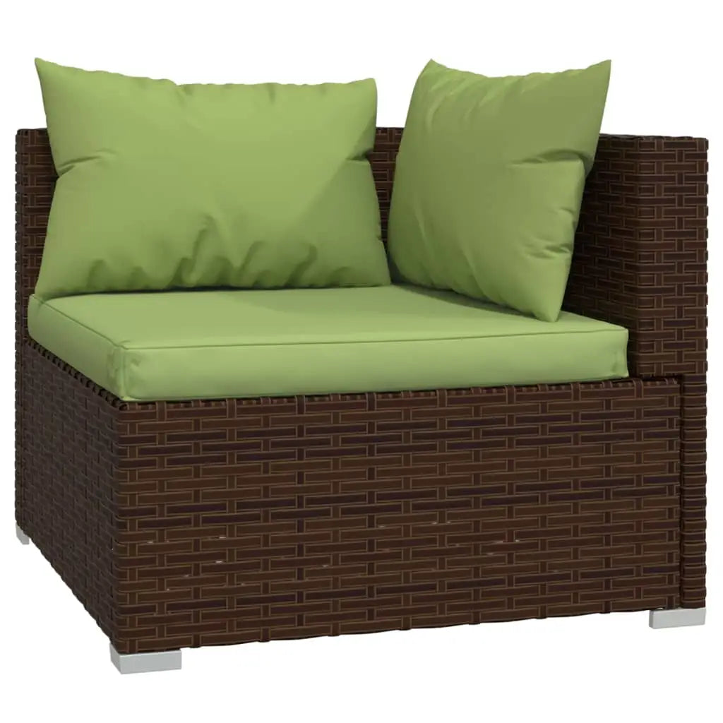 vidaXL 11 Piece Patio Lounge Set with Cushions Poly Rattan Brown - Outdoor Lounge Set