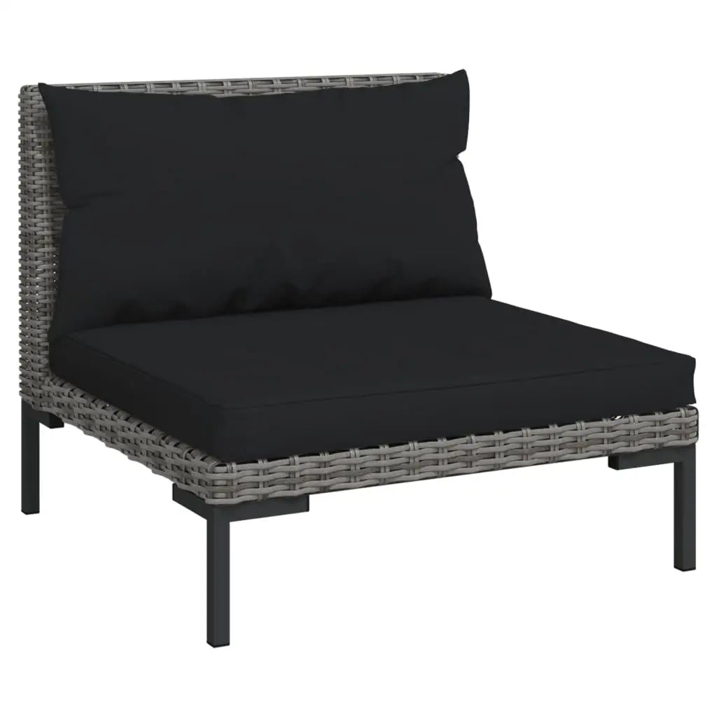vidaXL 13 Piece Patio Lounge Set with Cushions Poly Rattan Dark Gray - Lounge Set