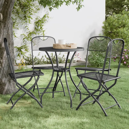 vidaXL 2/4x Folding Patio Chairs Expanded Metal Mesh Anthracite Garden Outdoor - 4 pcs - Outdoor Chairs