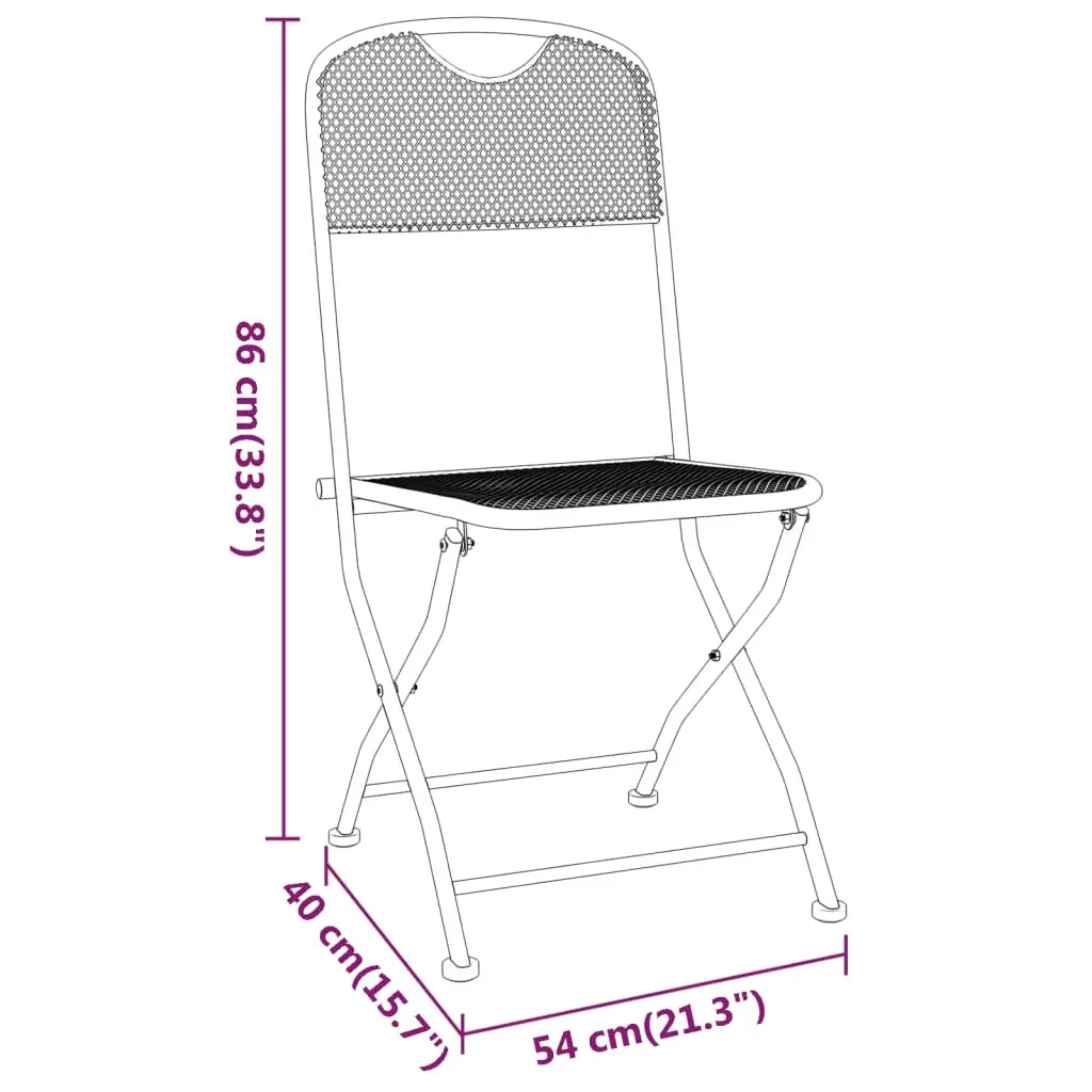 vidaXL 2/4x Folding Patio Chairs Expanded Metal Mesh Anthracite Garden Outdoor - Outdoor Chairs