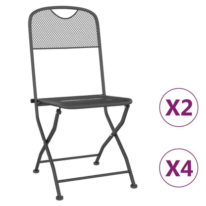 vidaXL 2/4x Folding Patio Chairs Expanded Metal Mesh Anthracite Garden Outdoor - Outdoor Chairs