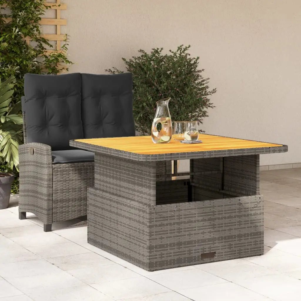 vidaXL 2 Piece Patio Dining Set with Cushions Gray Poly Rattan - Outdoor Dining Set