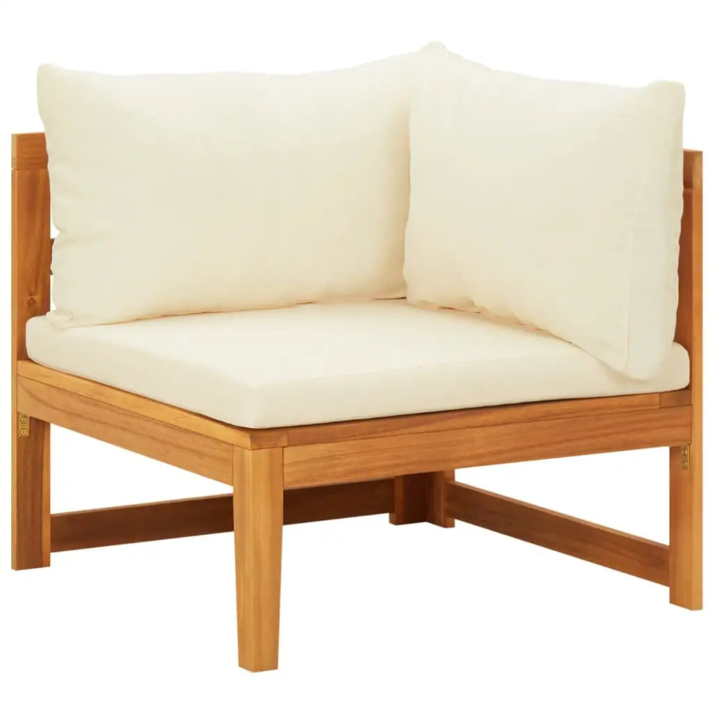 vidaXL 2 Piece Patio Lounge Set with Cream White Cushions Acacia Wood - Patio Lounge Set