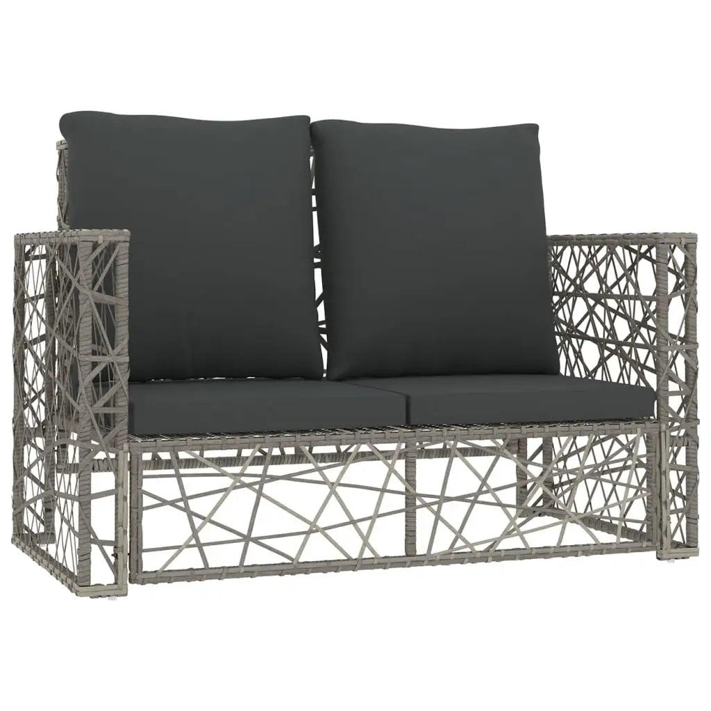 vidaXL 2 Piece Patio Lounge Set with Cushions Poly Rattan Gray - Outdoor Furniture Set