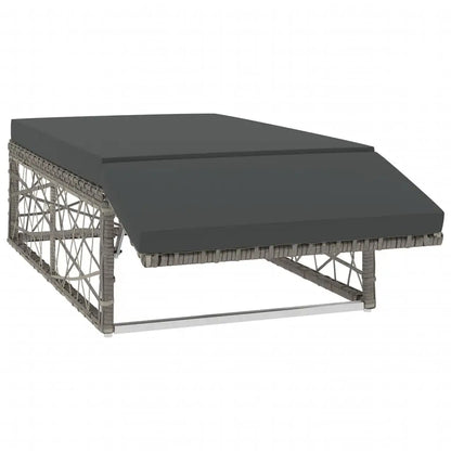 vidaXL 2 Piece Patio Lounge Set with Cushions Poly Rattan Gray - Outdoor Furniture Set