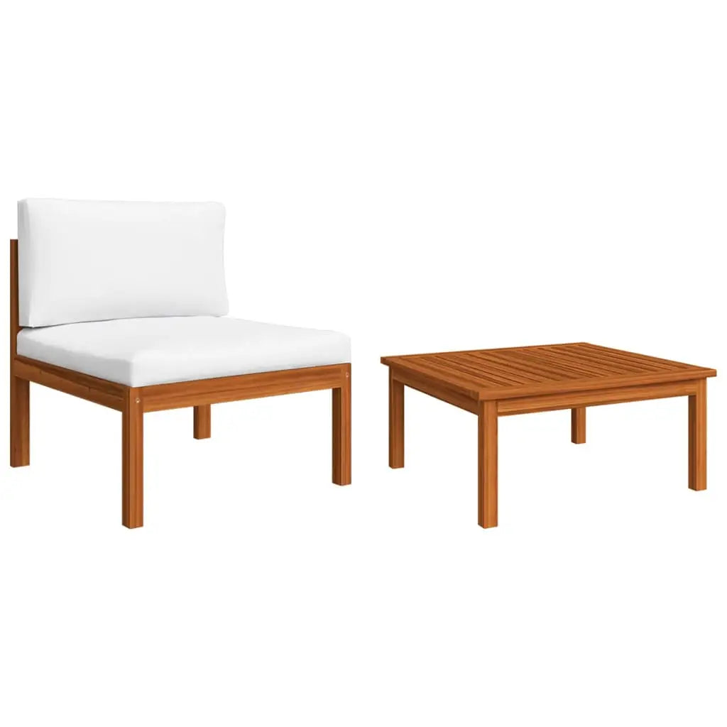 vidaXL 2 Piece Patio Lounge Set with Cushions Solid Acacia Wood - Lounge Set