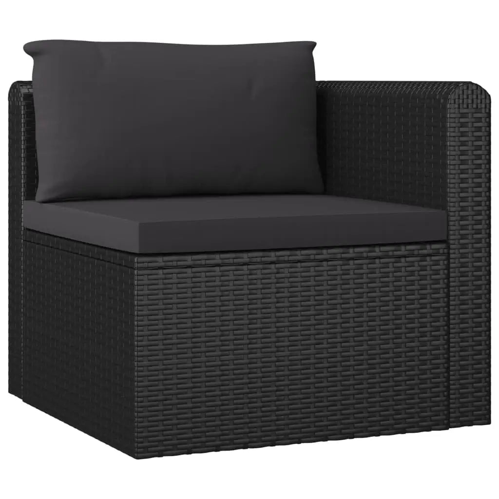 vidaXL 2 Piece Patio Sofa Set with Cushions Poly Rattan Black - Patio Sofa
